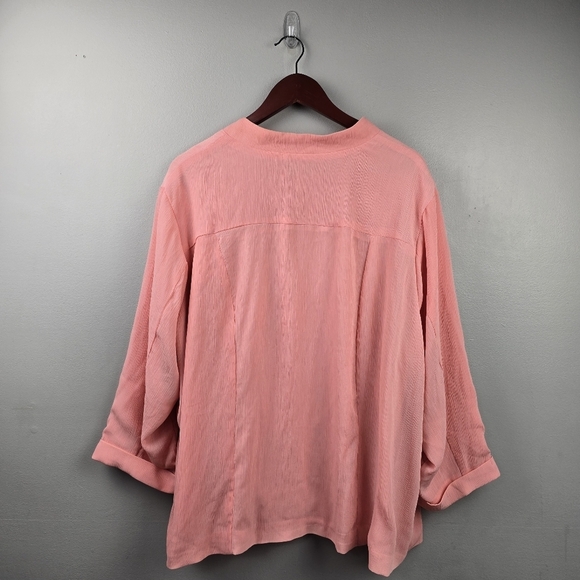 CJ BANKS Chic Ruffled Zip Cardigan Jacket Pink Womens Plus Sz 3X Dressy feminine - Picture 4 of 13
